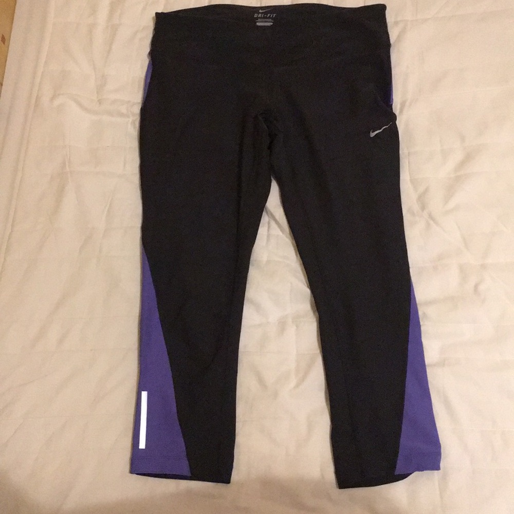 Charcoal and purple Nike leggings